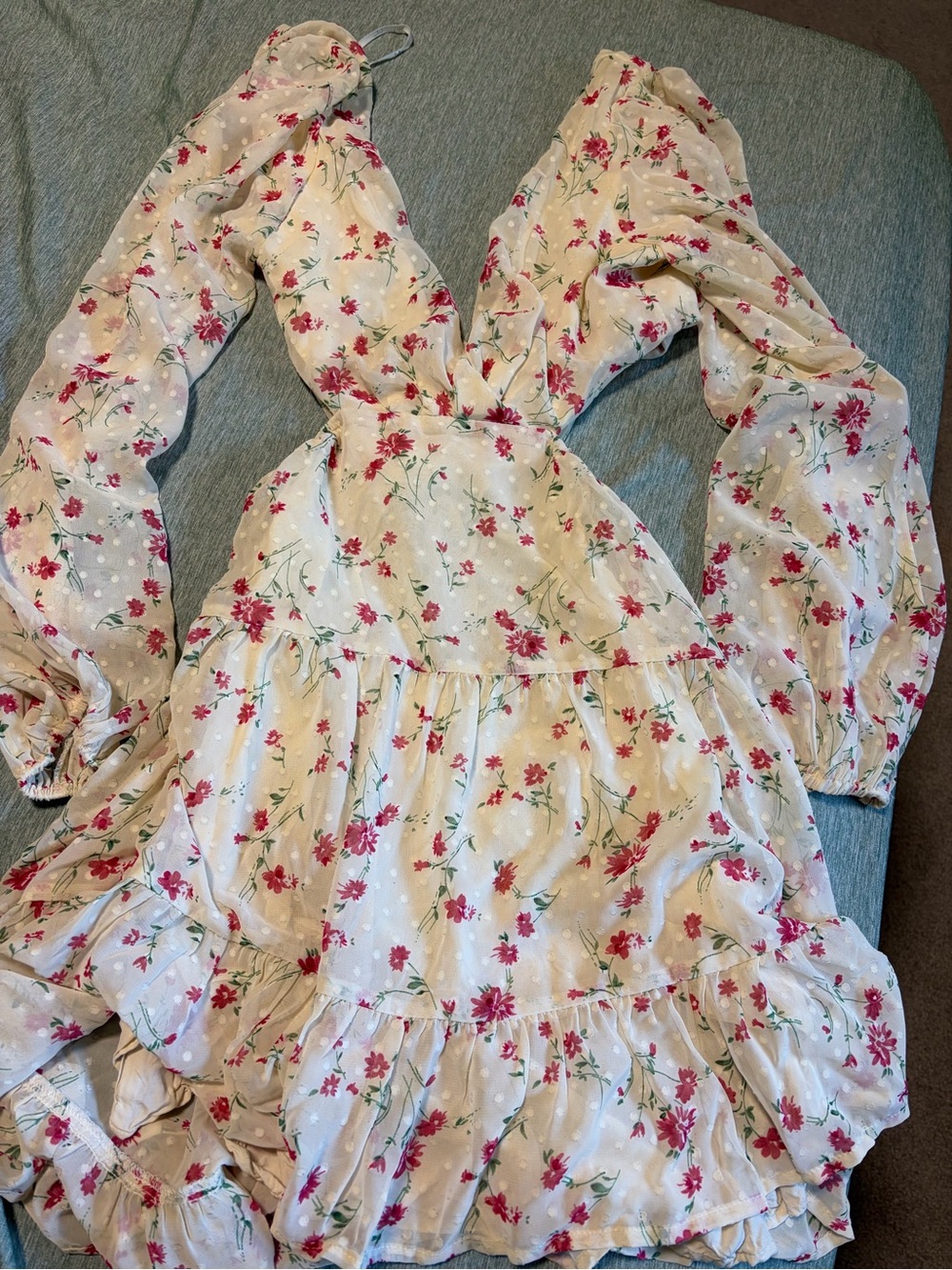 Lulu's Cream Mini Dress with Pink Floral Print